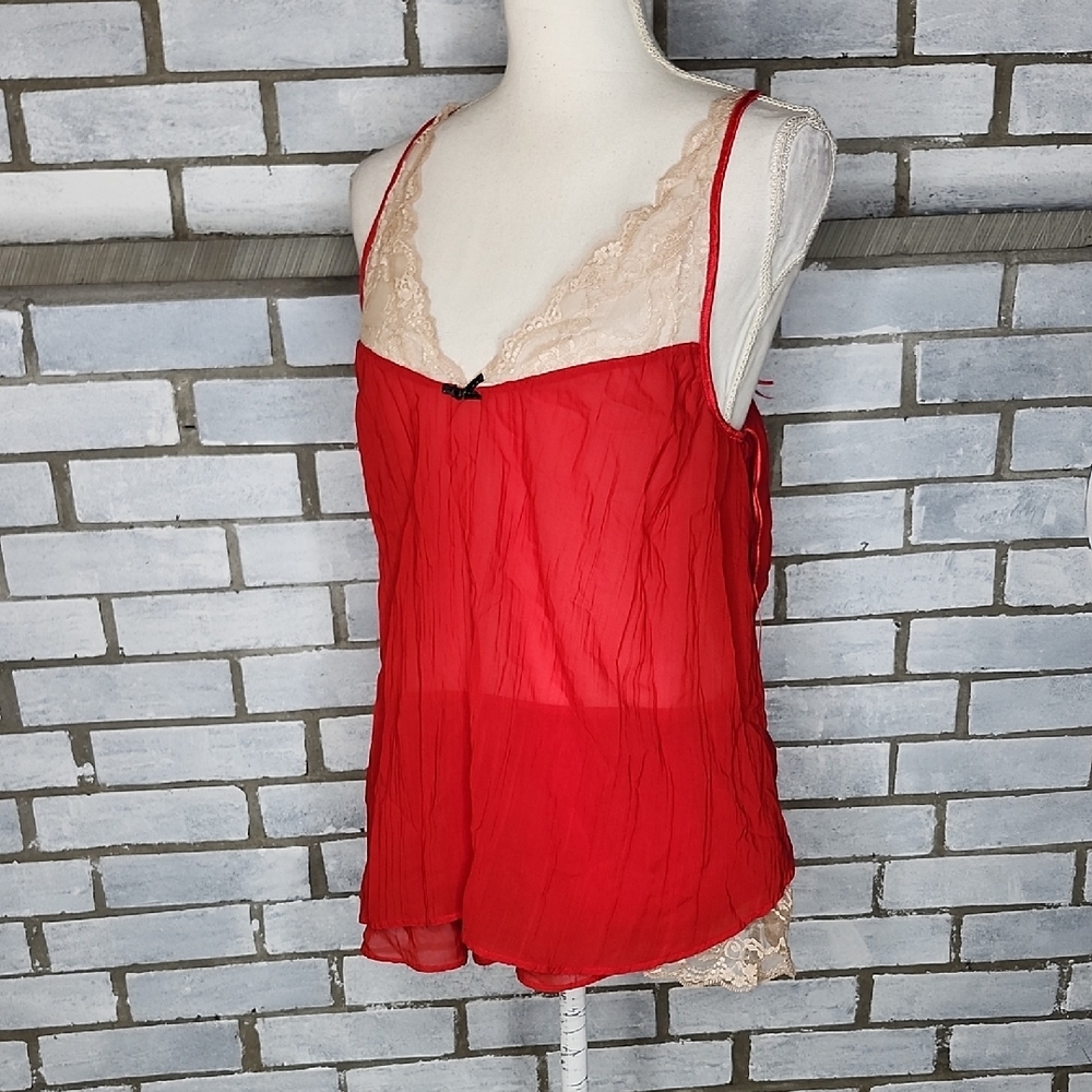Cosmopolitan Women's Sexy Sheer 2 Piece Sleep Set Bold Red Size Medium